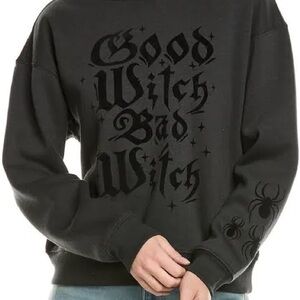 NWT Wildfox Black Graphic "Blake" Sweatshirt "Good Witch Bad Witch" Size L